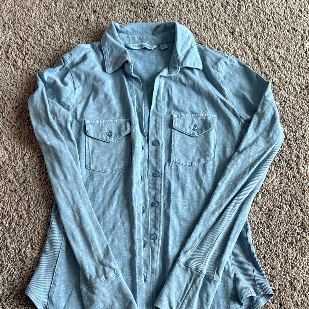 Calvin Klein Jeans Light Blue Long Sleeve Shirt Size Small